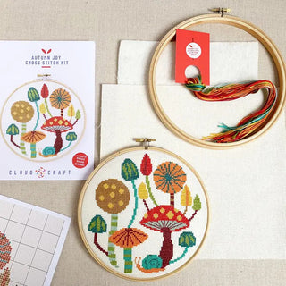 materials for Autumn Cross Stitch Kit from Cloud Craft