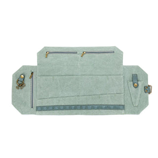 Open Della Q Maker's Canvas Needle Case in Sage