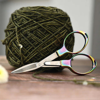 rainbow folding scissors with yarn