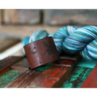 Leather Shawl Cuff with Bee and Moon - The Craftivist