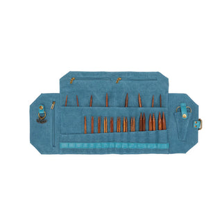 Open Della Q Maker's Canvas Needle Case in Teal