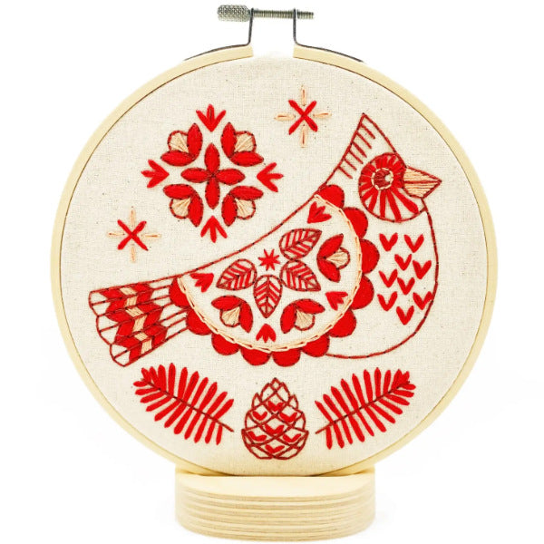 Craftways Cardinal with Bells Hoop Stamped Embroidery Kit
