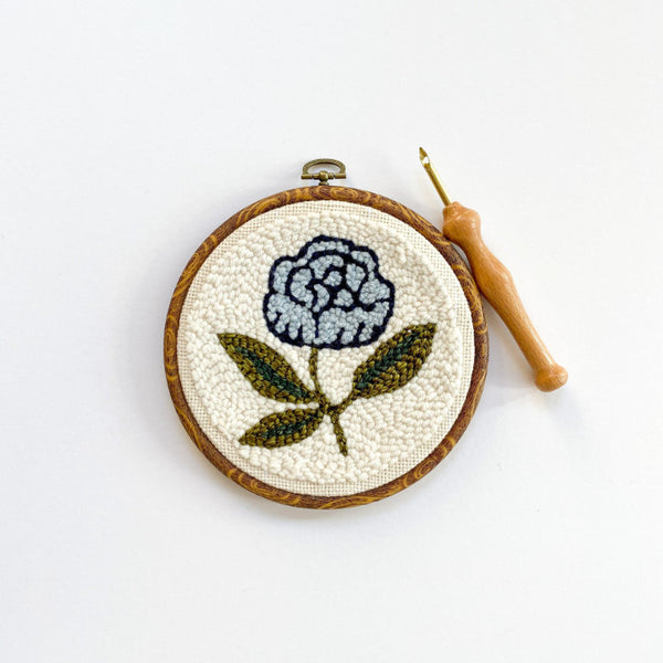 Beginner Punch Needle Kit - Blue Peony